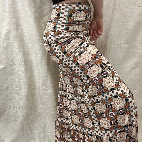 Voom by Joy Han Dresses & Skirts - Voom by Joy Han VTG 00s Tiered Maxi Skirt Strapless Dress Geometric Mod Boho XS